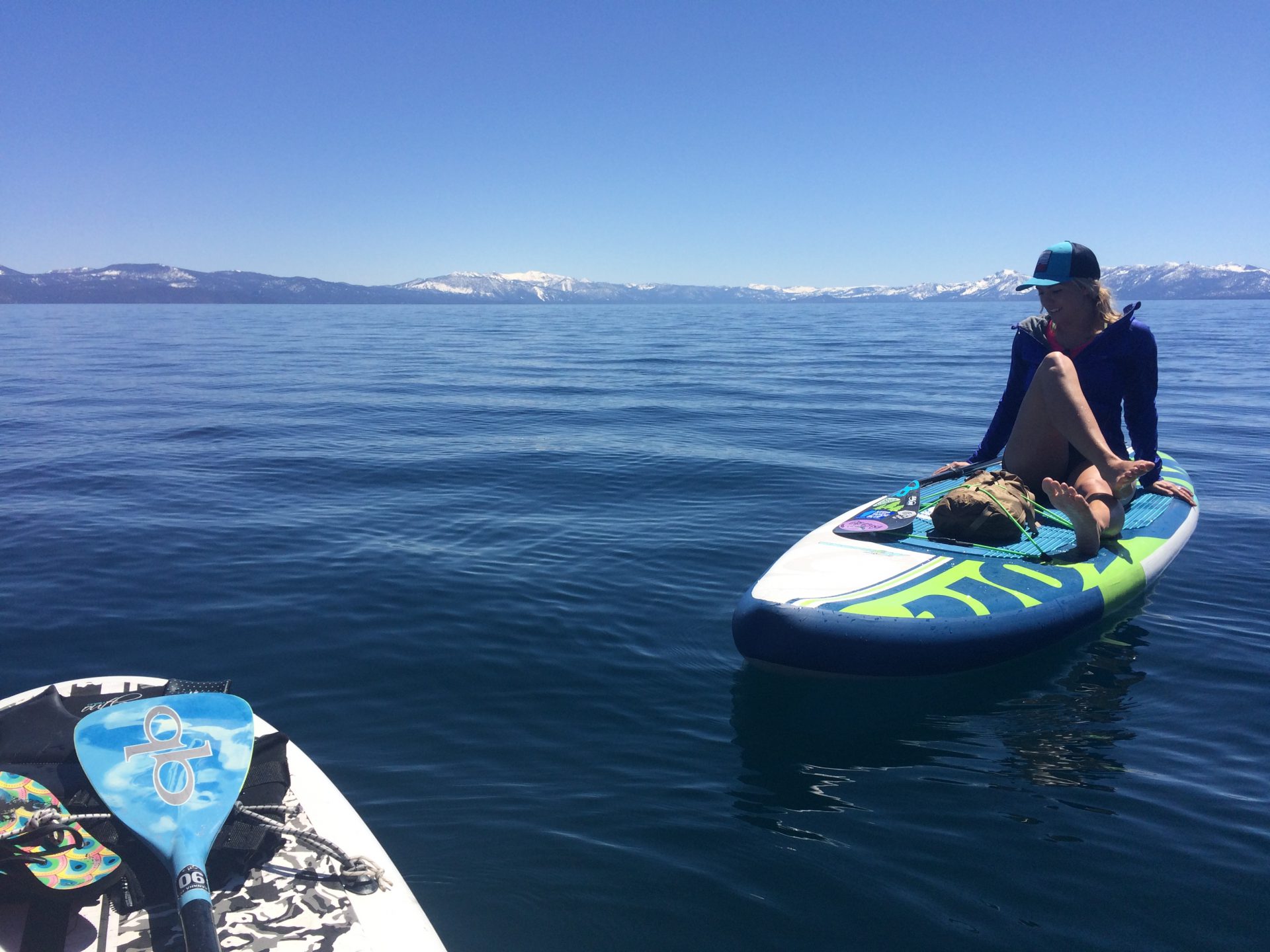 Resting on the paddleboard Lake Tahoe