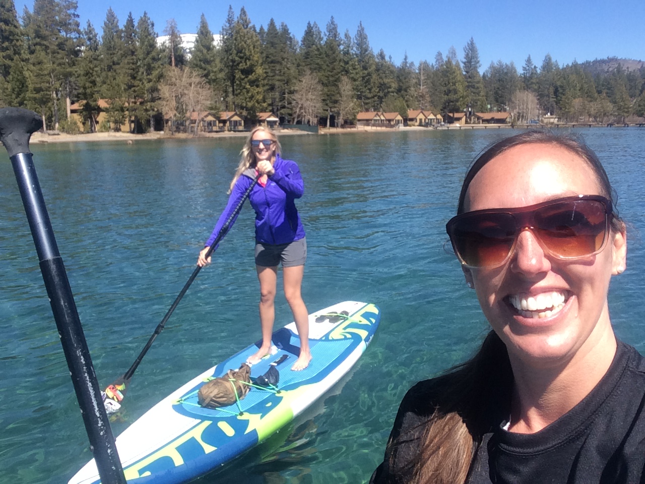 Fun with friends paddling Lake Tahoe