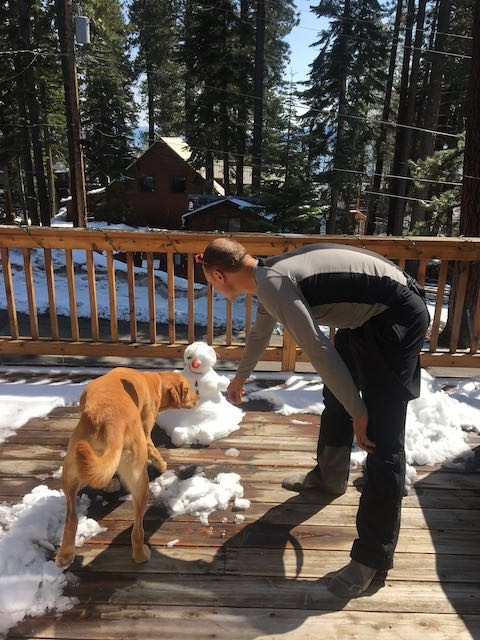 Tahoe Dog and Snowman