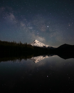 Water reflects back the stars