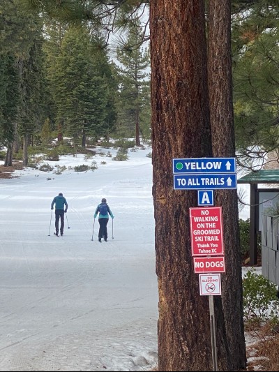 TahoeXC cross country skier trail sign