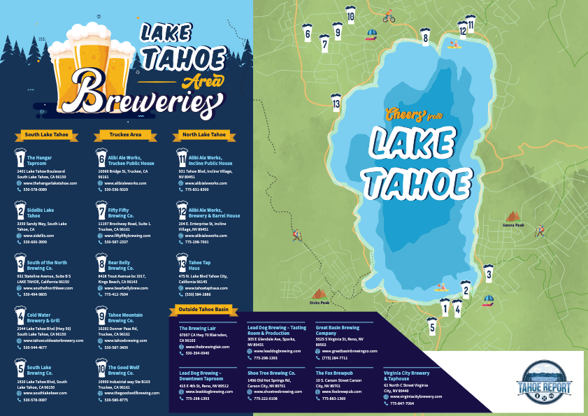 Lake Tahoe Area Breweries Map Infographic