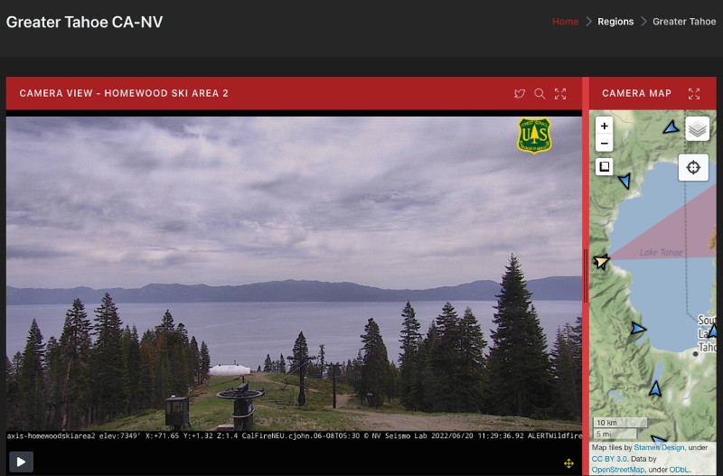 Homewood Ski Resort view of Lake Tahoe - ALERTWildfire cam